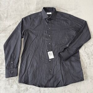 Eton Contemporary Button-Up Dress Shirt Mens 17 43 Black Twill Oxford $295 NWT